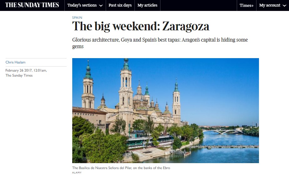 Las tapas de Zaragoza y los atractivos de la ciudad, en The Sunday Times